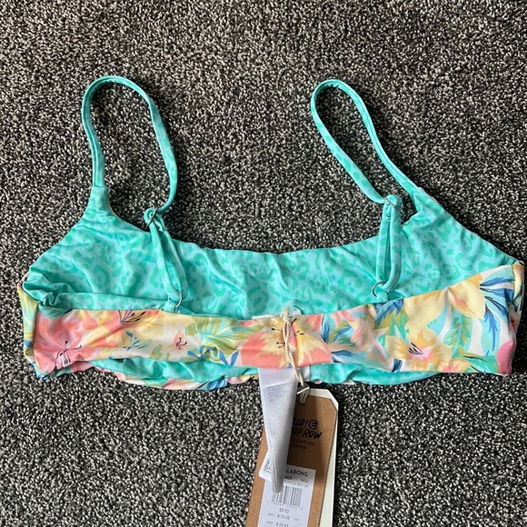 NWT Billabong Sweet Tropics Skinny Mini floral bikini top reversible surf swim - Picture 3 of 6